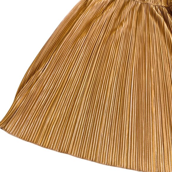 Kirious Copper Pleated Mini Dress Sleeveless Empire Waist Stretch Party Sz Small - Picture 8 of 12